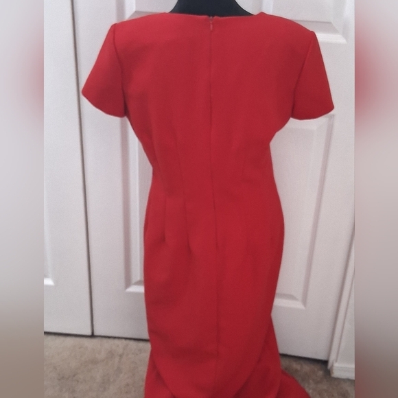 Vintage Positive Attitude NWOT Cherry Red Long Dress With Front Slit   Size 12 - Picture 3 of 13